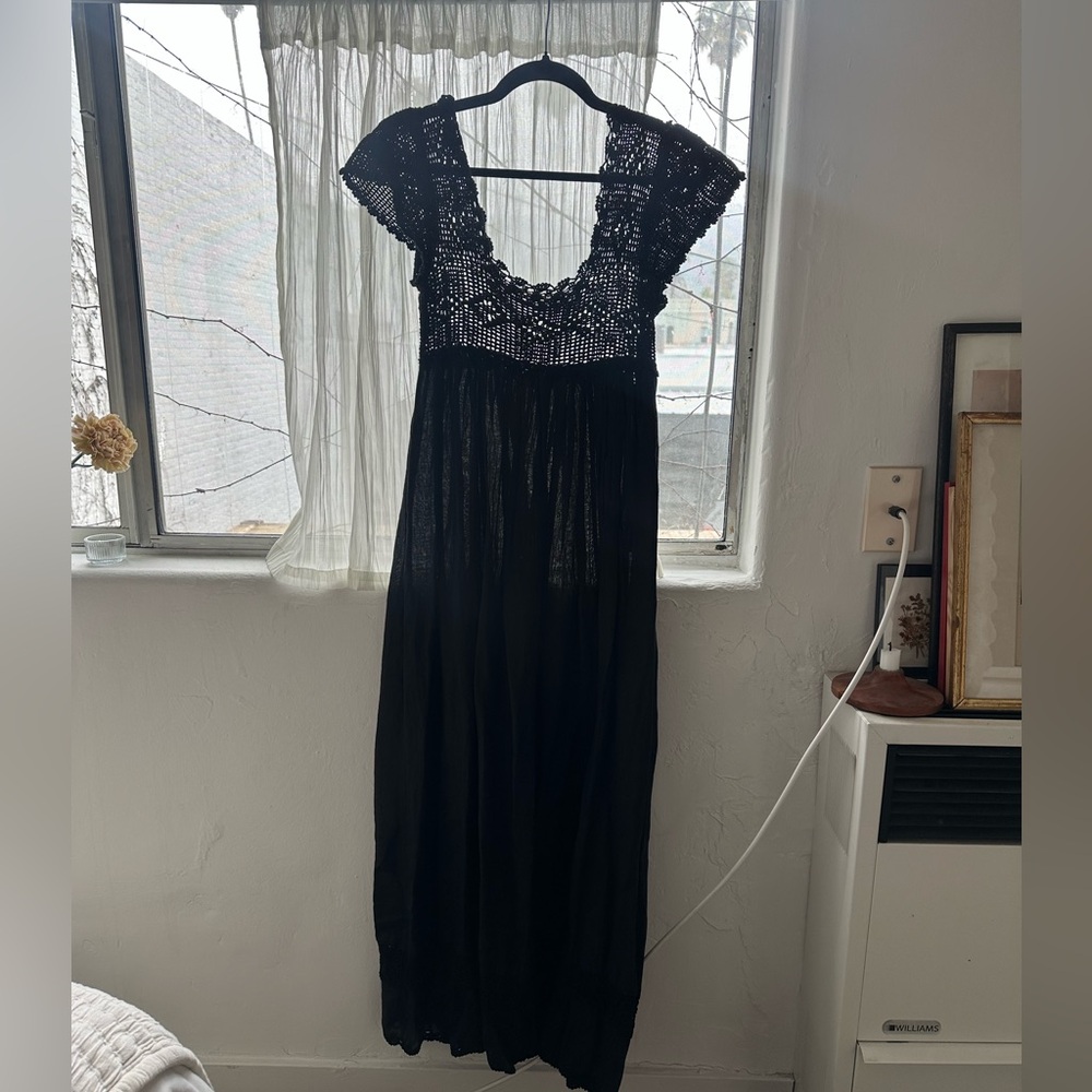 DÔEN crochet and linen dress size small